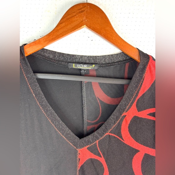 Poor Paris L Asymmetrical Stylish Black and Red Women's Tunic - Picture 2 of 7